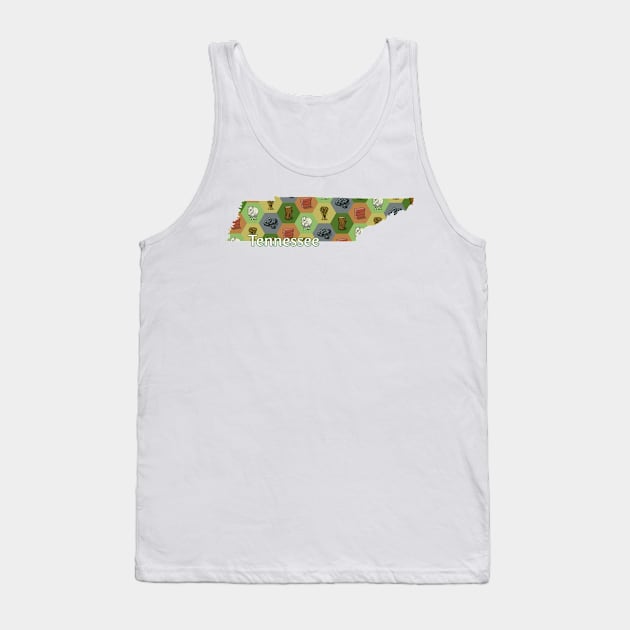 Tennessee State Map Board Game Tank Top by adamkenney